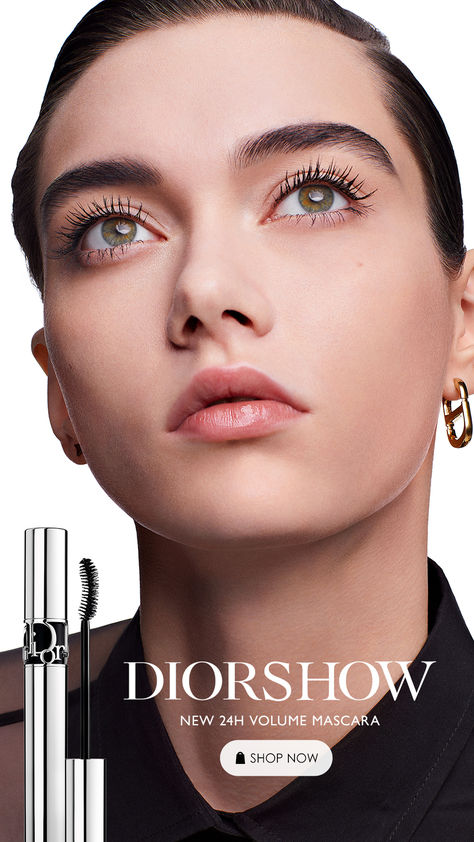 Discover Diorshow Iconic Overcurl, the first refillable Dior mascara. 24h no smudge spectacular volume and curl. #diorshow Dior Beauty Campaign, Makeup Advertisement, Dior Mascara, Cosmetic Creative, Makeup Face Charts, Dior Makeup, Beauty Ad, Dior Beauty, Beauty Magazine