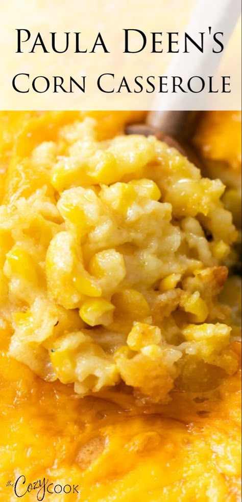 Corn Casserole Paula Deen, Corn Recipes Side Dishes, The Cozy Cook, Cozy Cook, Jiffy Mix, Casserole Side Dishes, Thanksgiving Food Sides, Corn Casserole Recipe, Corn Dishes