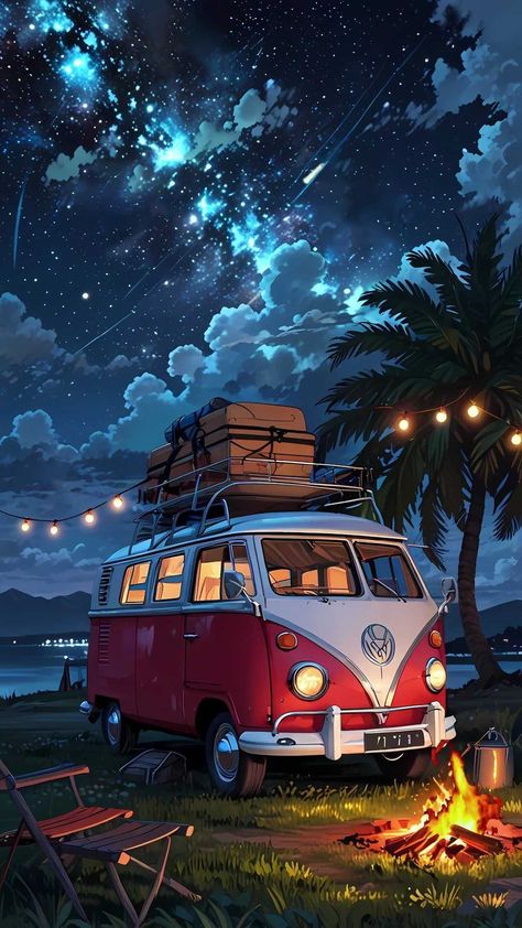 Volkswagen Bus Art, Combi Hippie, Bus Art, Boat Wallpaper, Vw Art, Android Wallpaper Art, Combi Volkswagen, Cool Car Drawings, 1080p Anime Wallpaper