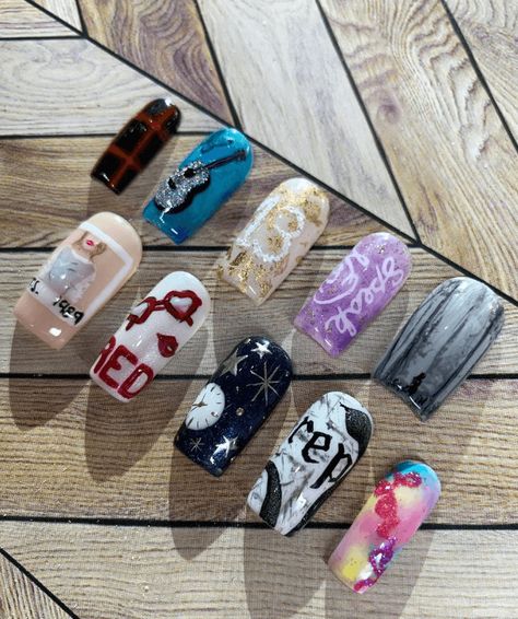 Taylor Swift Eras Nail Art, Taylor Swift Nail Art Eras, Nail Art Taylor Swift Eras Tour, Taylor Swift Eras Nail Ideas, Taylor Swift Nails Inspired Eras Tour Reputation, Taylor Swift Red Nails Inspired, Taylor Swift Aesthetic Nails, Taylor Swift Inspired Nails Ttpd, Nail Ideas Taylor Swift