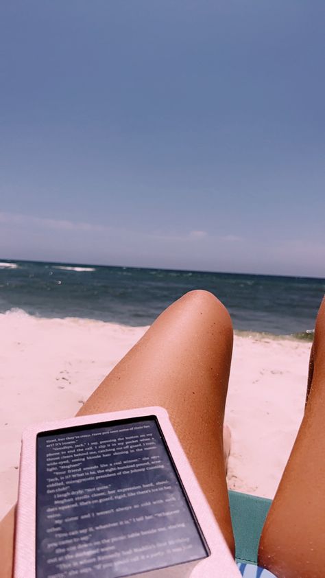 Beach day, kindle, beach read, ghosted by J.M. Darhower, reading on the beach, beach aesthetic Kindle Beach Aesthetic, Beach Reading Pictures, Reading At Beach Aesthetic, Beach Read Book Aesthetic, Reading A Book On The Beach, Reading Spot, Michigan Summer, Cozy Reading, Beach Reading