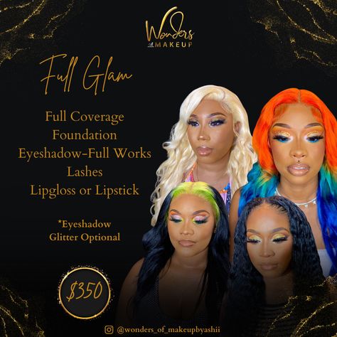 Makeup Artist Flyer Ideas, Makeup Price List Ideas, Mua Price List, Makeup Price List, Digital Flyer, Makeup Prices, Makeup Business, Career Vision Board, Full Coverage Foundation