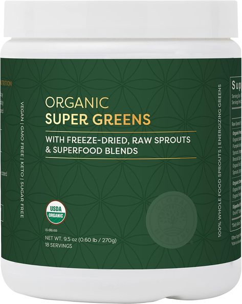 Amazon.com: Global Healing Organic Super Greens Powder Blend - Greens Superfood Powder with 15 Raw Whole Sprouts - Delicious Green Juice Smoothie Mix for Daily Nutrition - Non-GMO, Gluten-Free Greens Supplements : Health & Household Greens Superfood, Powder Supplements, Green Juice Smoothie, Greens Supplement, Green Superfood Powder, Super Greens Powder, Greens Powder, Daily Nutrition, Eco Products