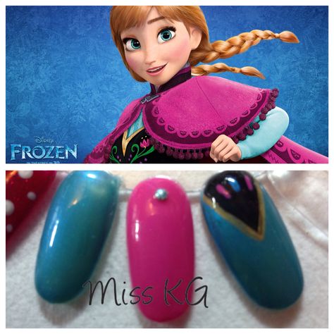 Cnd shellac disney frozen inspired nails Anna Nails Frozen, Anna Frozen Nails, Frozen Inspired Nails, Anna Nails, Frozen Nails, Nail Design Inspiration, Inspired Nails, Frozen Inspired, Cnd Shellac