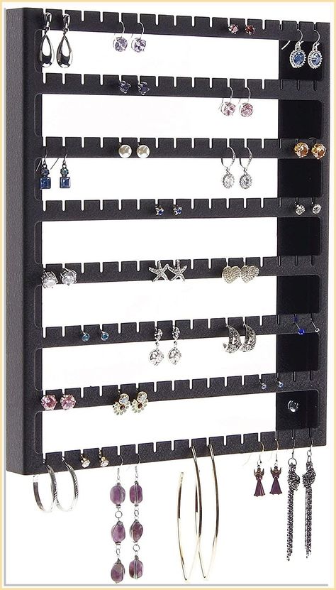 Find the perfect jewelry storage solution for your home on Amazon - choose from a wide selection. Dangle Earring Storage, Earring Hanger Ideas, Earring Stud Organizer, Ear Ring Organization, Wall Earring Holder, How To Store Stud Earrings, Earings Organizer Ideas Easy Diy, Hanging Earring Organizer, Earring Hanger Diy