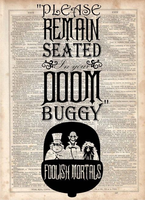 Haunted Mansion Ghosts, Doom Buggy, Haunted Mansion Decor, Silhouette Disney, Disney Project Life, Hitchhiking Ghosts, Disney Printables, Disney Rides, Dictionary Art Print