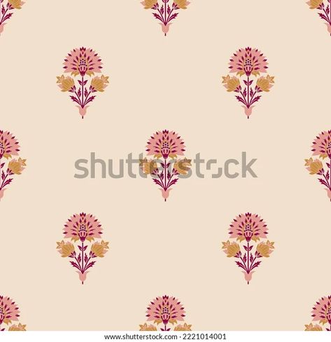 Decorative Colorful Mughal Pattern Wallpaper Print Stock Illustration 2221014001 | Shutterstock Mughal Borders Pattern, Mughal Butta, Mughal Pattern, Islamic Motifs, Botanical Flower Art, Wallpaper Print, Ajrakh Prints, Borders Design, Monochrome Pattern