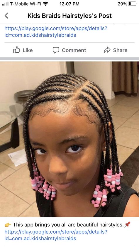 Cute Hairstyles For 9-10, Kids Cornrows With Beads, Cornrow Hairstyles For School Kids, Simple Cornrows Hairstyles, Cornrows Kids Girl Hairstyles, Black Kid Hairstyles Braids, Kids Braided Hairstyles Natural Hair Without Beads, Hairstyles For Black Kids Natural, Girls Braids Black Kids Natural Hair