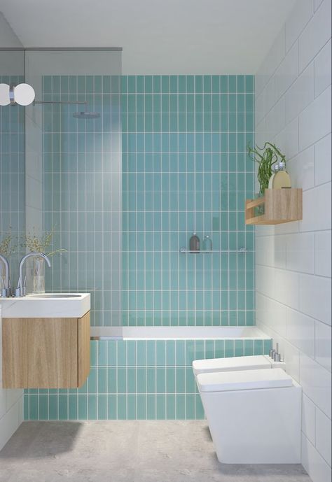 Aqua Bathroom Ideas, Funky Bathroom, Aqua Bathroom, Small Bathroom Inspiration, Turquoise Bathroom, Moroccan Bathroom, Blue Bathroom Tile, Custom Tile Shower, Small Bathroom Renovations