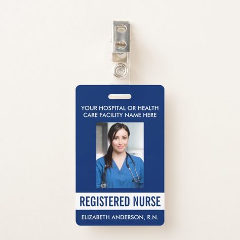 #affiliatelink Your Medical Facility Blue Registered Nurse Clip Badge #medical #office #hospital #pet #veterinarian #Badge #employees #employeebadge #employeeid #business #officeid #officebadge #officenametag #professionalid #professionalbadge #namebadge Event Badges, Nurse Photos, Medical Facility, Home Health Aide, Medical School Essentials, Medical Office, Care Facility, Registered Nurse, School Essentials