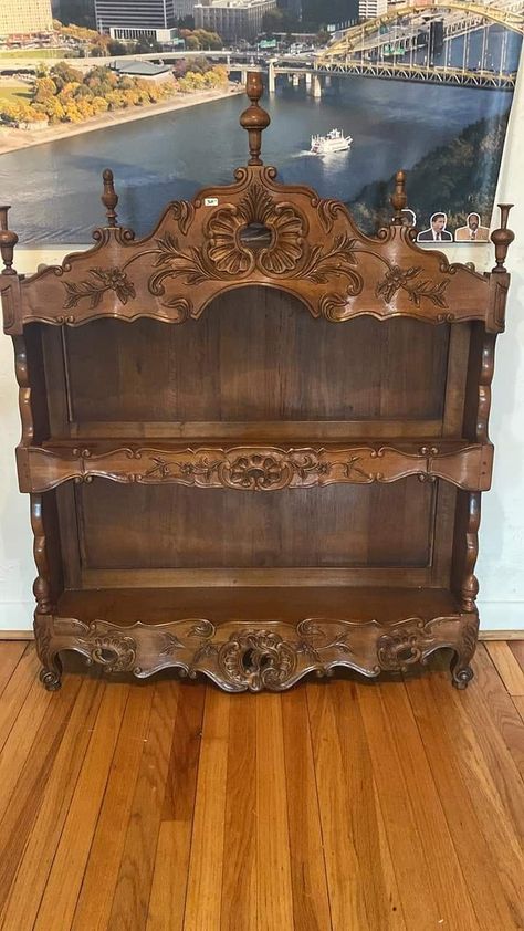 Antique Wall Shelves, Queens Apartment, Vintage Book Shelf, Antique Wall Shelf, Intricate Woodwork, Vintage Shelves, Art Diorama, Antique Bookshelf, Victorian Princess