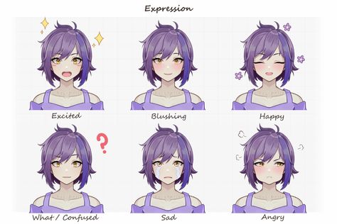 Vtuber Expression, Expression Sheet, Vtuber Model, Wolf Girl, Anime Expressions, Anime Wolf, Coloring Pages, Hello Kitty, Kitty