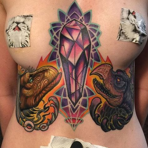 Crystal Tattoo by Tylor Schwarz crystal crystaltattoo newschool newschooltattoo… Dark Crystal Tattoo, Dark Crystal Movie, Pride Tattoo, Crystal Tattoo, Belly Tattoo, Funky Tattoos, Movie Tattoo, Epic Tattoo, Spooky Tattoos