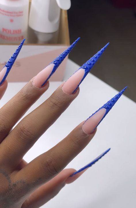 Cool Stiletto Nails, Blue Stiletto Nails, Bad Nails, Stilleto Nails Designs, Stiletto Nail Art, Acrylic Toe Nails, Dark Nails, Nail Jewelry, Long Acrylic Nails Coffin