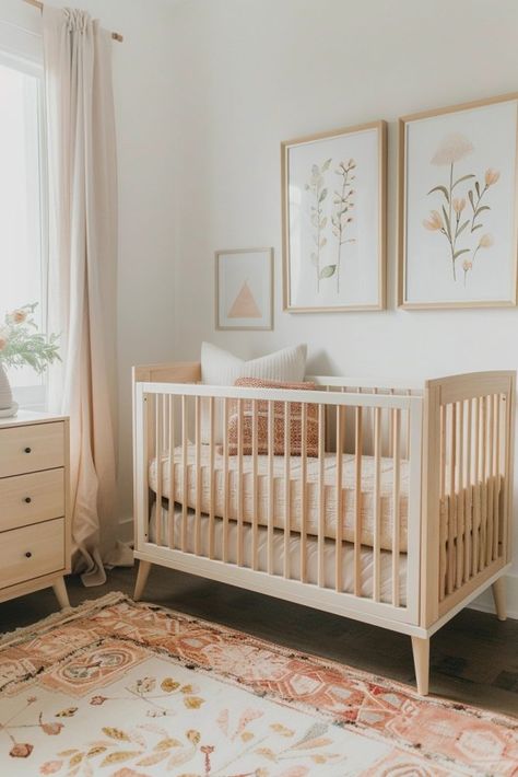 18 Free-Spirited Boho Baby Girl Nursery Ideas for Dreamy Vibes Neutral Baby Girl Room, Simple Baby Girl Nursery, Baby Girl Neutral Nursery, Nursery Ideas Boho, Neutral Girl Nursery, Baby Girl Nursery Boho, Pregnancy Prep, Wooden Baby Crib