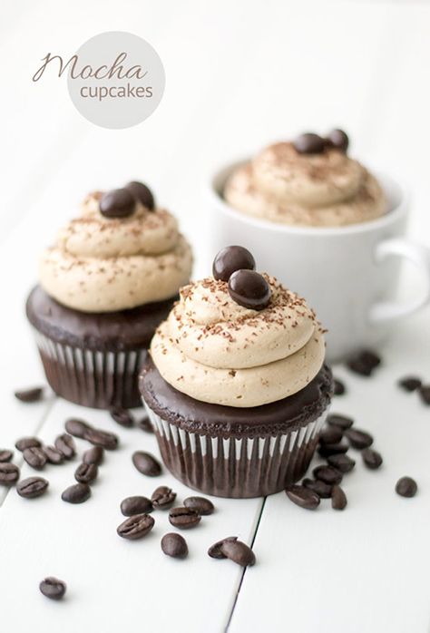 Mocha Cupcakes Espresso Cupcakes, Mocha Cupcakes, Cupcakes Decorados, Cupcake Recipe, Yummy Cupcakes, Dessert Cupcakes, Food Cakes, Sweets Treats, Healthy Dessert