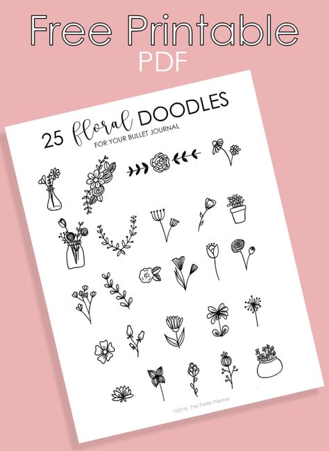 25 Floral Doodles for Your Bullet Journal Free Printable PDF Floral Doodles, Fall Planner Stickers, Fall Planner, Planner Doodles, Free Doodles, Bullet Journal Key, Bullet Journal 2019, Bullet Journal Cover Page, Bullet Journal Printables