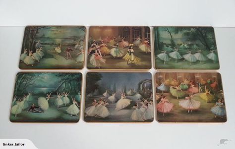 BALLERINA PLACE MATS - CARLOTTA EDWARDS - VINTAGE Carlotta Edwards, Teal And Gold, Place Mats, Flocking, Beautiful Things, Placemats, Decorative Boxes, Shabby Chic, Ballet