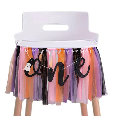 PRICES MAY VARY. 👻HALLOWEEN THEMED - ONE 1st Birthday Highchair Banner is sure to be a hit with guests with its lovely ribbon and tulle decorations. It comes in cute pink, sad black, autumn orange and mysterious purple, including tulle and ribbon cuts.Perfect for a "Halloween Themed", First Boo Day Party, Imp or Halloween Birthday themed first birthday party. 👻GHOST GARLAND BANNER - The "ONE" are made of black glitter thick cardstock with a white back , Cute ghost attached to 'O'，the twine is First Boo Day Party Girl, Halloween Themed First Birthday Girl, A Spooky One Birthday, Halloween One Year Birthday, One Spooky Ghoul Birthday, First Birthday Halloween Party Girl, First Halloween Birthday Party Ideas, 1st Birthday Halloween Theme Girl, One Year Old Halloween Birthday Party