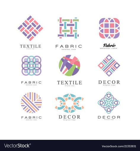 Fabric Logo Design Branding, Textile Company Logo, Textile Logo Design Ideas, Weaving Logo, Fabric Logo Design, Patchwork Logo, Abstract Logos, Logo Design Graphics, Shop Vector