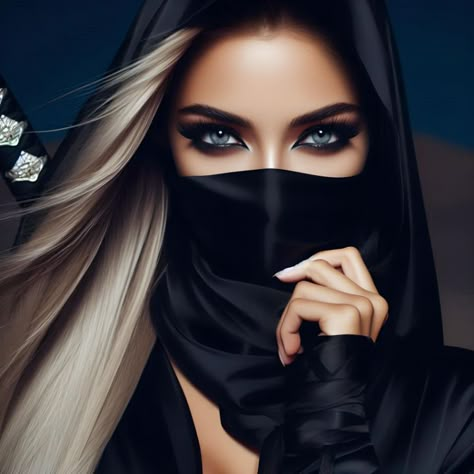 Ninja woman - Nina Ninja Women, Women Attitude, Blue Eyes And Blonde Hair, Angels Fantasy, Girly M Instagram, Angel Of Darkness, Black And White Lion, Female Ninja, Soft Makeup Looks