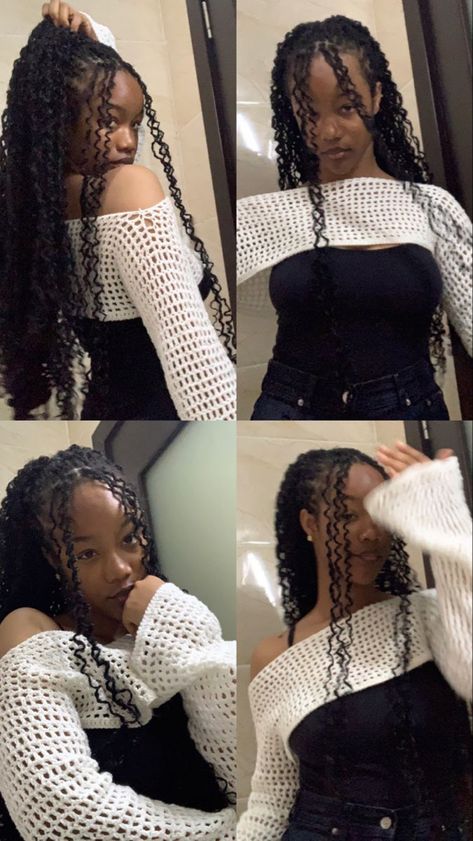 Wavy Passion Twist, Mini Passion Twists Crochet, Mini Passion Twists Styles, Goddess Mini Passion Twists, Black And White Passion Twists, Knotless Mini Passion Twists, Passion Twists With Accessories, Hair To Use For Passion Twist, Passion Twists Hairstyle Formal