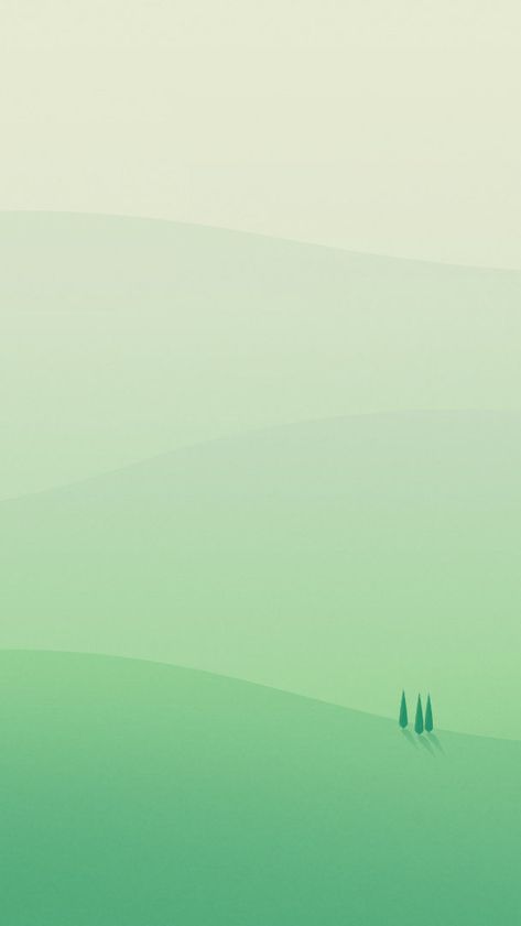 Minimal relaxing landscape wallpaper. #minimalist #minimal #green #gradient #color #trees #hills #mist #wallpaper #relaxing Apple Logo Wallpaper Iphone, Hd Nature Wallpapers, Minimal Wallpaper, Minimalist Wallpaper, Landscape Illustration, Beautiful Nature Wallpaper, Design Typography, Green Wallpaper, Landscape Wallpaper