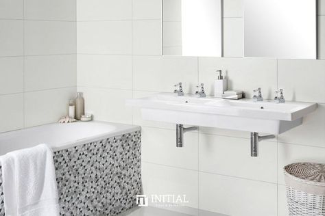 Initial Tiles and Bathware offers variety of bathroom tiles to pick from. All of their products are available for purchase online, and come with a fast delivery time to ensure you can get started on your project as soon as possible. Need help making up your mind? Enquire for a free quote today. White Tile Bathroom Walls, Toilet Tiles, Topps Tiles, White Wall Tiles, White Ceramic Tiles, White Bathroom Tiles, Shower Cabin, Complete Bathrooms, Bathroom Wall Tile