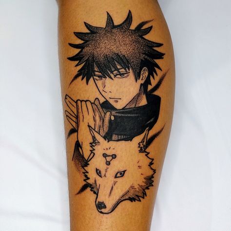 Tatuador @inksilvaa Tattoo de jujutsu kaizen Jujutsu Kaisen Tattoo Megumi, Megumi Fushiguro Tattoo, Megumi Tattoo, Anime Sleeve, Jujutsu Kaizen, Anime Tattoo, Megumi Fushiguro, Anime Tattoos, Jujutsu Kaisen