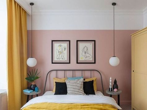 What caught my eye in the past month – You can always start now Bachelor Pad Decor, 아파트 인테리어, Pink Bedroom, One Bedroom Apartment, Retro Home Decor, Pink Walls, Retro Home, Bedroom Colors, Bed Room