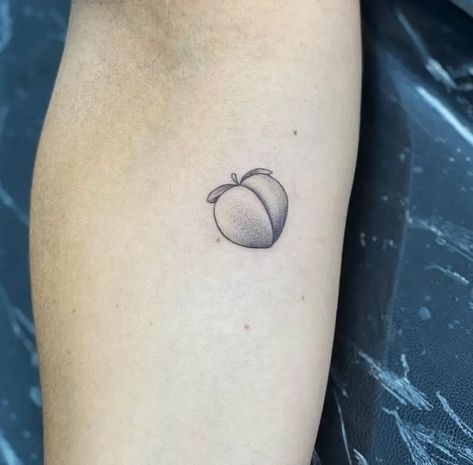 Peaches And Cream Tattoo, Peach Outline Tattoo, Peach Tattoos, Small Peach Tattoo, Simple Peach Tattoo, Georgia Tattoo, Watermelon Tattoo, Peach Tattoo, Apple Tattoo