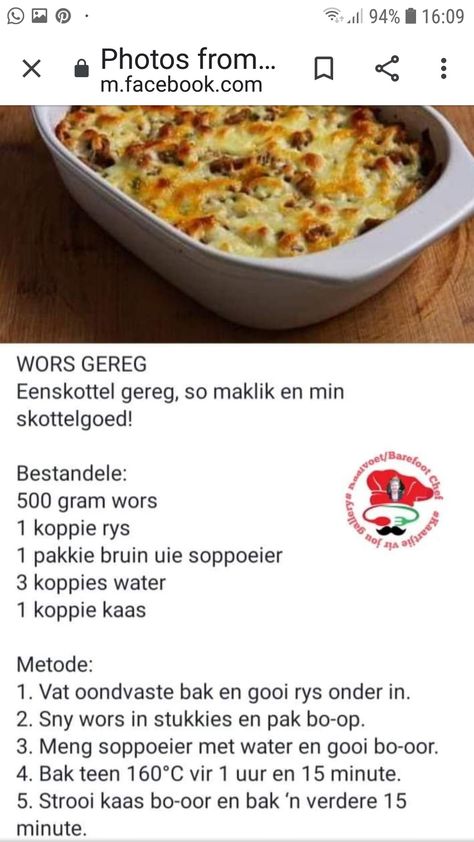 Eenskottel Geregte, Vleis Geregte, Afrikaans Recipes, Budget Dinners, Baking Easy, Quiche Recipes Easy, Cheap Meal, African Cooking, Tastemade Recipes