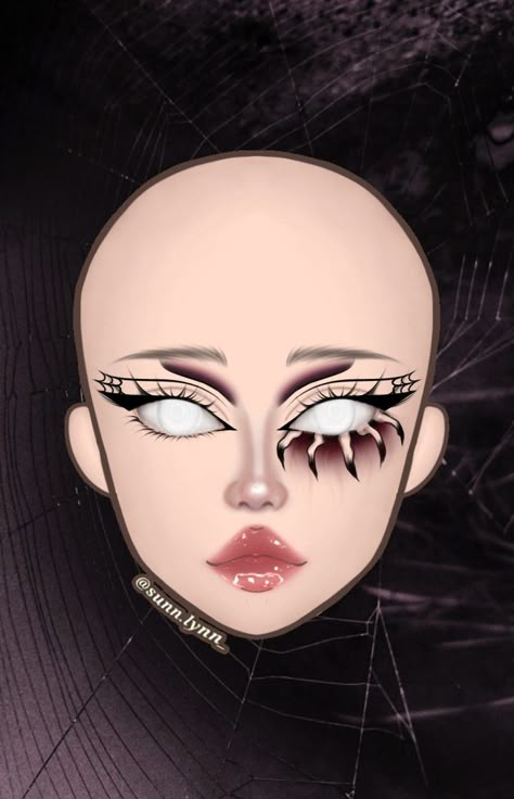 Alt Makeup Drawing, Halloween Face Charts, Eyeliner Halloween, Halloween Eyeliner, Spider Makeup, White Eye Makeup, Goth Eye Makeup, Holloween Makeup, Monster Makeup