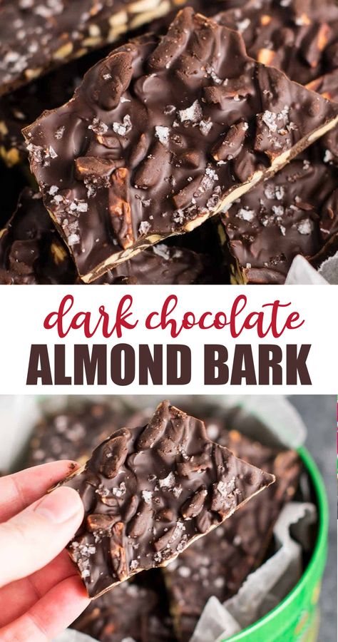 Dark Chocolate Almond Bark, Almond Bark Recipes, Dark Chocolate Bark, Dark Chocolate Recipes, Dessert Halloween, Bread Pudding With Apples, Chocolate Bark Recipe, Dark Chocolate Candy, Brittle Recipes