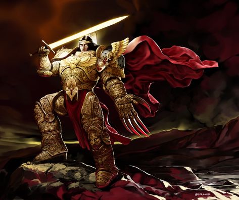 The God Emperor of Mankind from WH40k, Zarzaliel on ArtStation at https://www.artstation.com/artwork/NGWJz5 Emperor Of Mankind Art, God Emperor Of Mankind, Emperor Of Mankind, God Emperor, Warhammer 40k Blood Angels, Night Lords, Suits Men Business, Warhammer 40k Art, Anime Military