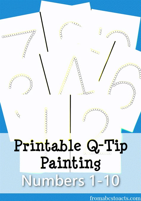 Q-Tip Printable - Numbers 1-10 Qtip Painting, Toddler Counting, Painting Preschool, Q Tip Painting, Number Puzzle, Prek Math, Teaching Numbers, Preschool Fine Motor, Worksheets Preschool