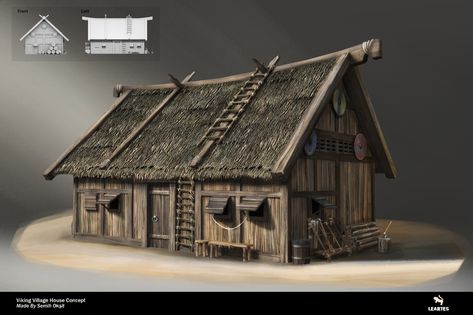 Viking Concept, Village Environment, House Concept Art, Viking Tent, Nordic Architecture, Timber Frame Joinery, Viking House, Viking Village, House Concept