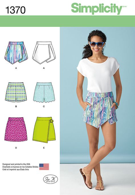 Simplicity 1370 Misses' Shorts, Skort and Skirt sewing pattern Skort Pattern, Pola Rok, Shorts Sewing, Rok Mini, Dress Making Patterns, Skirt Patterns Sewing, Sewing Skirts, Simplicity Sewing, Easy Sewing Patterns