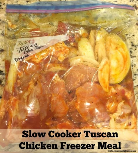 Slow Cooker Tuscan Chicken Freezer Meal, Easy Keto Diet Recipe, Ketogenic, Paleo Recipe, Whole 30 Recipe Tuscan Chicken Crockpot, Slow Cooker Tuscan Chicken, Low Carb Freezer Meals, Keto Freezer Meals, Bag Meals, Freeze Meals, Chicken Freezer, Chicken Freezer Meals, Crockpot Freezer Meals