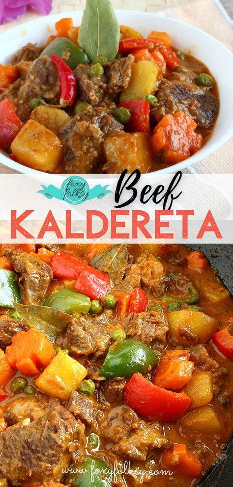 Filipino Dinner Ideas, Beef Filipino Recipe, Potato And Beef Recipes, Beef Caldereta Recipe, Caldereta Recipe Filipino Food, Beef Recipe Filipino, Filipino Caldereta Recipe, Beef Stew Filipino Style, Kaldereta Recipe Beef