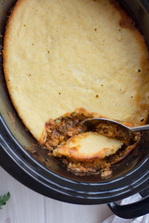 Chili With Cornbread Topping, Mexican Chili Recipe, Crockpot Cornbread, Chili With Cornbread, Chili Cornbread Casserole, Cornbread Topping, The Family Freezer, Crockpot Mexican, Mexican Cornbread Casserole