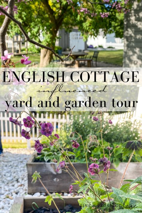 English Cottage Backyard Patio, Cottage Garden Books, Country Cottage Landscaping Front Yards, English Patio Ideas, English Garden Patio, Pine And Prospect, Pine And Prospect Home, Home Exterior Decor, Country Patio