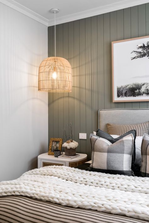 Small Bedroom Wood Paneling, Master Bedrooms Vj Panelling, White Vj Panelling Bedroom, Green Vj Panelling Bedroom, Wood Paneling Accent Wall Bedroom, V Groove Paneling Bedroom, Vertical Shiplap Wall Bedroom, Panneling Rooms Bedroom, Vj Panelling Bedroom