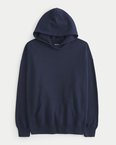 Women's Hollister Feel Good Fleece Oversized Cozy Hoodie | Women's Tops | HollisterCo.com Hollister Clothes, Navy Blue Hoodie, Plain Hoodies, Real Christmas, Hollister Hoodie, Basic Hoodie, Fall Fit, Matching Sweatshirts, Navy Hoodie