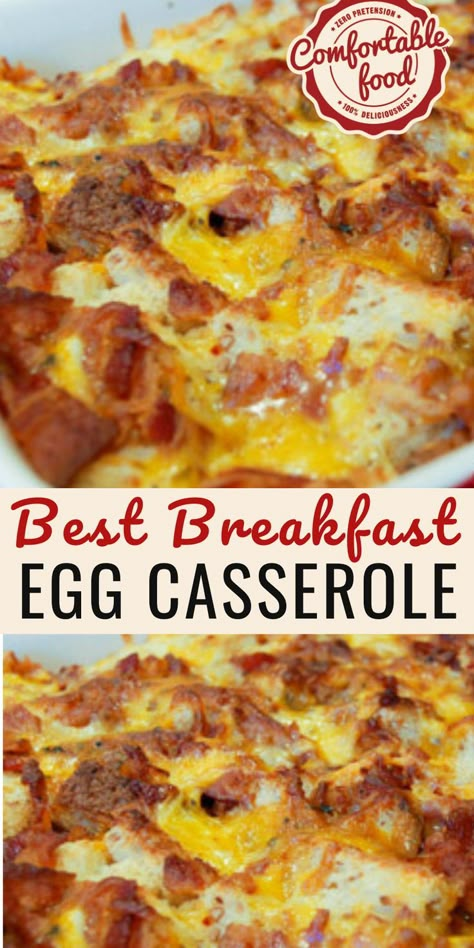 Bacon Egg And Cheese Casserole, Egg And Cheese Breakfast Casserole, Egg Casserole Recipes Easy, Breakfast Casserole With Bacon, Egg And Cheese Casserole, Easy Delicious Breakfast, Casserole With Bacon, Delicious Breakfast Casserole, Breakfast Casserole Bacon