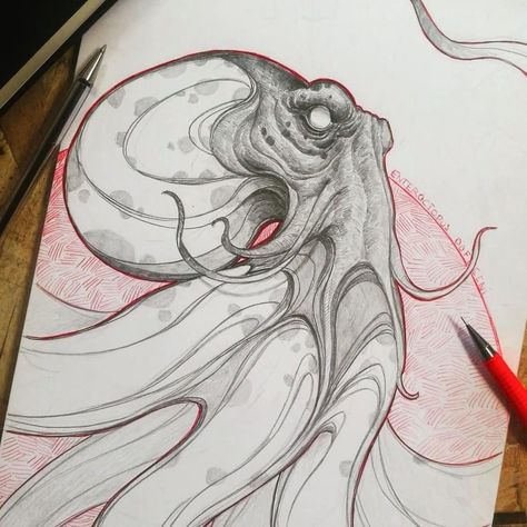 Octopus Person, Day Octopus, Octopus Sketch, Octopus Animal, Octopus Drawing, Creepy Drawings, Creature Artwork, Octopus Art, Unique Drawings