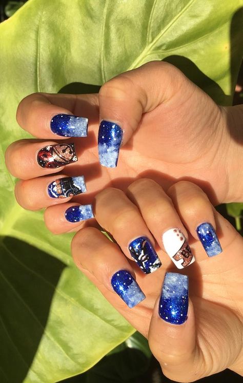 Christmas Nails Polar Express, Polar Express Nail Art, Polar Express Themed Tree, Polar Express Nails, Polar Express Earrings, Polar Express Christmas Tree Ornaments, Blue Christmas Press On Nails, Express Nails, Random Nails