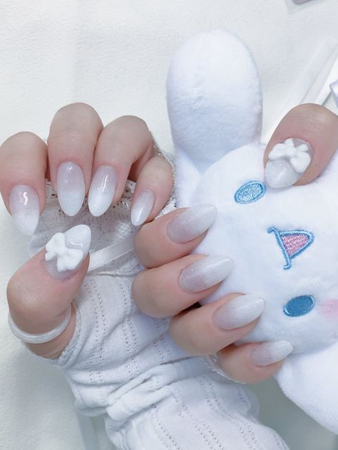 Sanrio Nails Ideas, Cinnamoroll Nail Design, Cute Cinnamoroll Nails, Cinnamonroll Nails Designs, Cinnamonroll Sanrio Nail Art, Cinnamoroll Nails Short, Nail Designs Sanrio, Sanrio Nails Cinnamoroll, Cinamoroll Nail