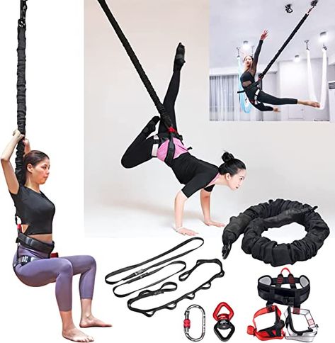 Amazon.com: PRIOR FITNESS Bungee Fitness Set Yoga Bungee Cord Rope Resistance Air Dance Rope Exercise Fitness Home Gym Professional Training Equipment : Sports & Outdoors Floor Cardio, Bungee Fitness, Yarn Weight Chart, Rope Exercise, Yoga Rope, Air Yoga, Rope Exercises, Exercise Room, Home Gym Exercises