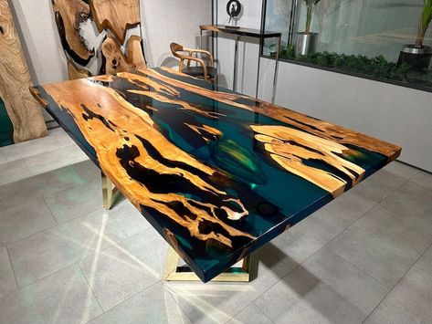 Epoxy Resin Dining Table Top, Counter Table Top, Resin Coffee Table, Handmade Furniture, Acacia Wood Home Decor, Personalized Room Decor by LIMBUSArt on Etsy Acacia Wood Dining Table, Walnut Table Top, Epoxy Wood Table, Resin River Table, Wood Slab Table, Natural Wood Table, Resin Decor, Epoxy Table Top, Custom Dining Tables